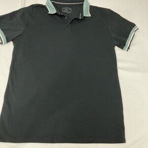 Day & Age Black Polo Shirt With Green Trim Collar & Sleeves